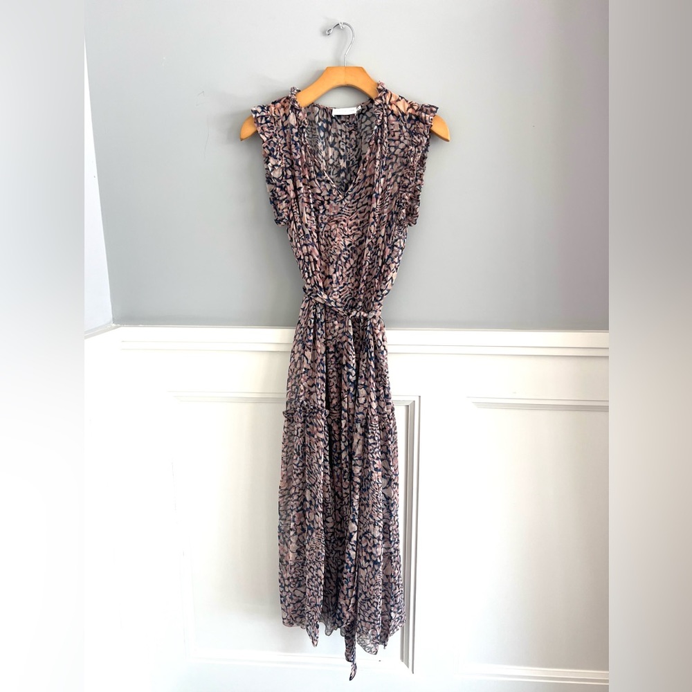 Christy Lynn chiffon dress in pink/ navy/ black print